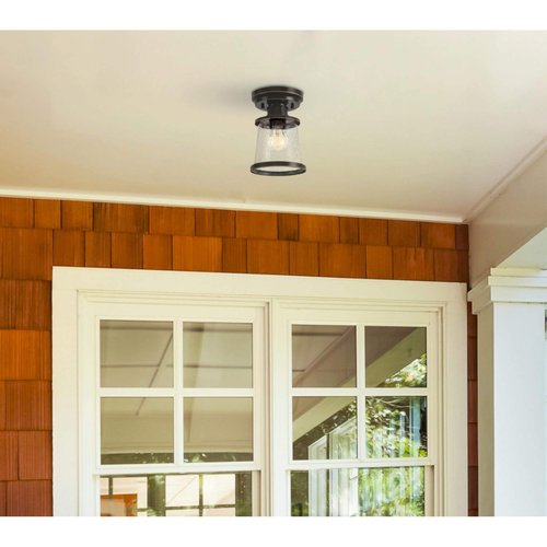 Westinghouse 6113000 Emma Jane 7 Inch Vintage-Style One-Light Outdoor Semi Flush Mount Ceiling Light, Amber Bronze Finish, Clear Seeded Glass