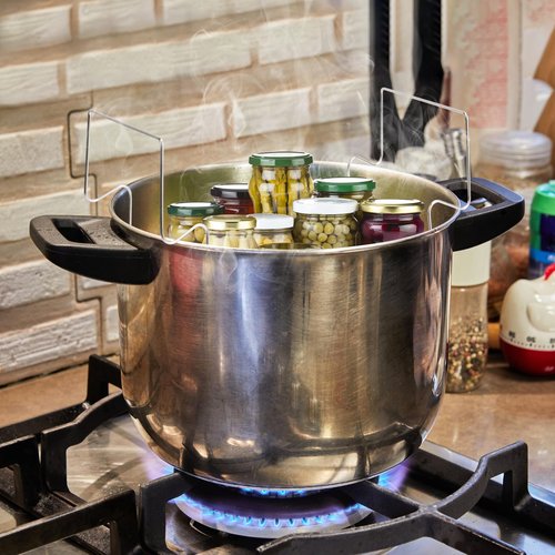 EOJDDPA Canning Rack, Water Bath Canner Rack, Stainless Steel Canning Jar Lifter with Foldable Contoured Handles for Home Kitchen Use (10inch)