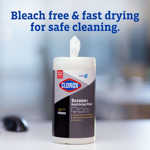 CloroxPro Clorox Screen+ Sanitizing Wipes, Bleach Free Cleaning Wipes, Citrus Blend Scent, 75 Count
