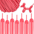 Skiennix 260 Long Balloons - 100 Pack Pastel Red Thick Latex Twisting Balloons for Animal Models & Parties