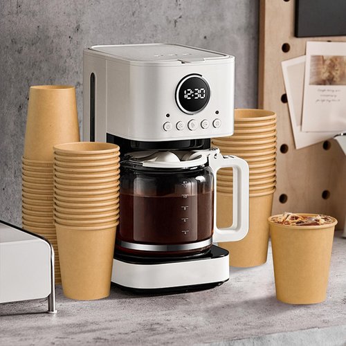 Clawsoff 1000 Pack 8 oz Paper Cups, Brown Kraft Disposable Paper Coffee Cups, Unbleached Paper Cups for Hot/Cold Beverage Party, Picnic, Travel, and Events.