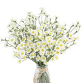 Floroom 24pcs Ivory Small Artificial Flowers Faux Silk Daisies Fake Wildflowers with Stems for DIY White Wedding Bouquets Floral Arrangements Party Decor Centerpieces Decorations (Vase Not Included)