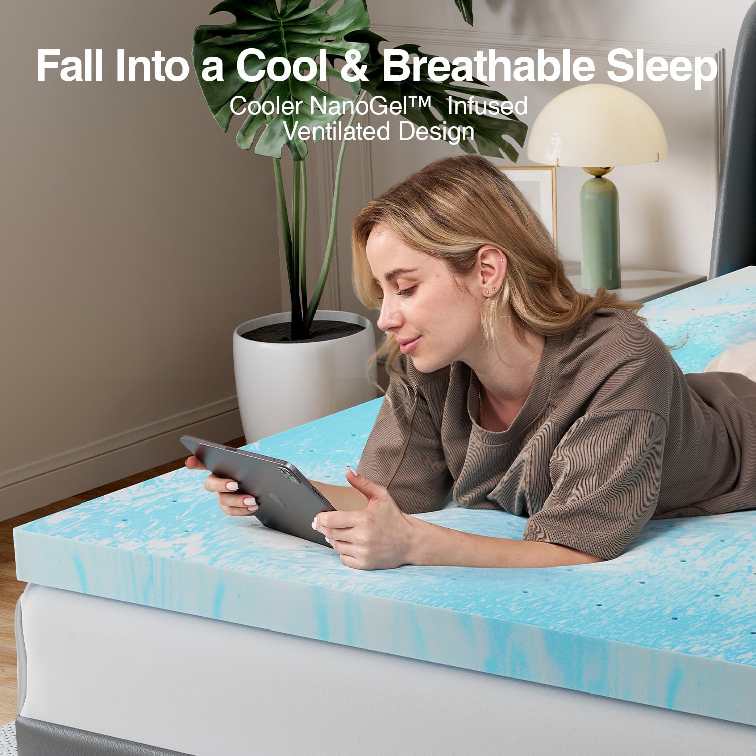 Novilla Twin Memory Foam Mattress Topper - 3 Inch Cooling Gel Infused for Pressure Relief & Comfort