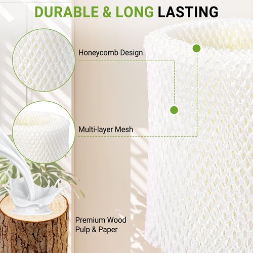 Touyeet Humidifier Replacement Filter Compatible with Canopy Bedside Nursery Humidifiers, Paper Filter Made with Natural Wood Pulp - Pack of 4