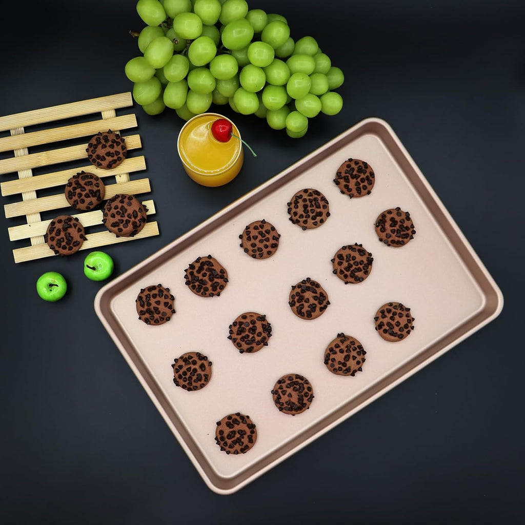 Nonstick Carbon Steel Baking Sheet Set by [Brand Name] - Heavy Duty 3-Pack | Large & Medium Sizes for Perfect Baking