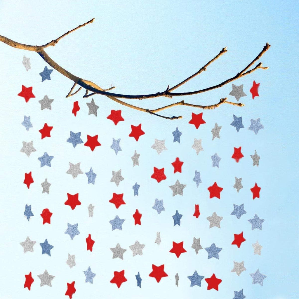Regine Switzerland 6-Pack Patriotic Star Streamers Garland - Red, White & Blue Bunting for 4th of July Celebrations | 50 Feet