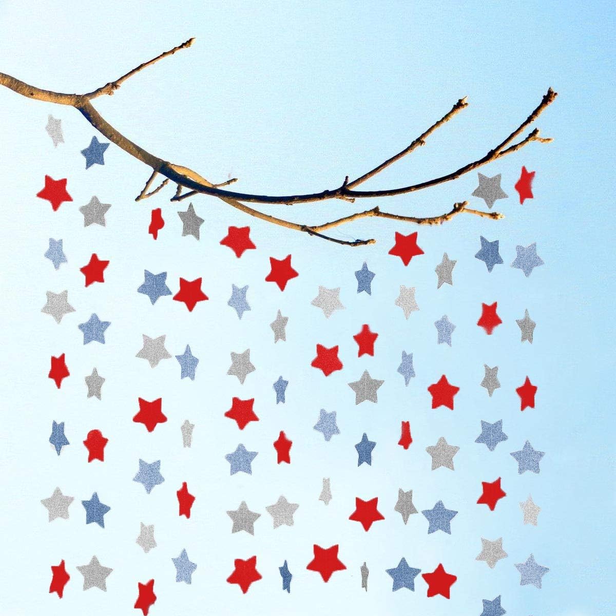 Regine Switzerland 6-Pack Patriotic Star Streamers Garland - Red, White & Blue Bunting for 4th of July Celebrations | 50 Feet