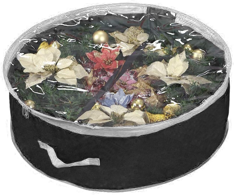 Primode Wreath Storage Bag 30" - Durable 600D Oxford Container with Clear Window for Easy Holiday Storage