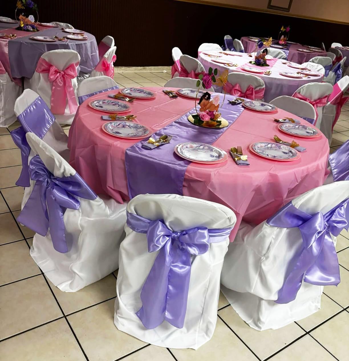 Skiennix Wedding Satin Gold Chair Sashes - 50 Pack Fitted Ribbons for Parties & Events | 7x108 Inches