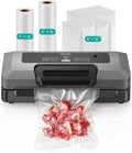 HiCOZY Vacuum Sealer - Powerful Heat Sealing Machine with 7 Automatic Modes | Compact Design, 10 Bags Included, Space Gray