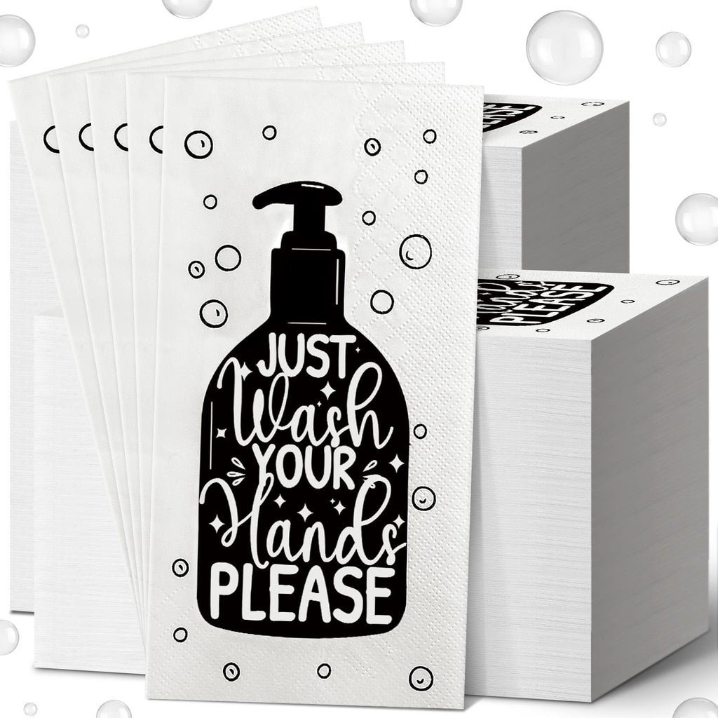 Yexiya 120 Pcs Paper Guest Towels Disposable Hand Towels Bathroom Guest Napkins Disposable Decorative Bathroom Napkins for Powder Room Wedding Holiday Birthday Baby Bridal Shower (White Black)