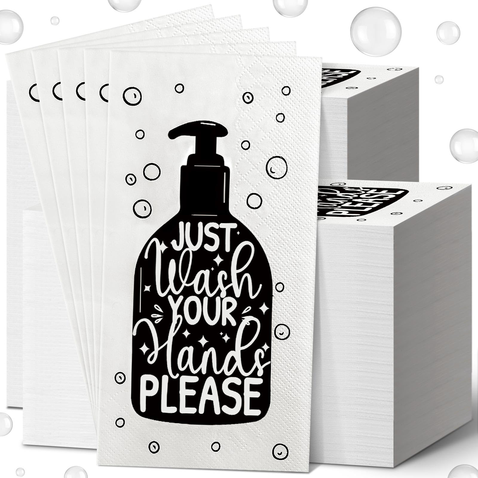 Yexiya 120 Pcs Paper Guest Towels Disposable Hand Towels Bathroom Guest Napkins Disposable Decorative Bathroom Napkins for Powder Room Wedding Holiday Birthday Baby Bridal Shower (White Black)