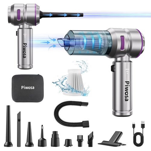 Handheld Vacuum Cordless, Car Vacuum Cleaner with Brushless Motor, Strong Suction Vacuum & Compressed Air Dusters with LED Light, Type C Port, Wireless Mini Portable Hand Vacuum Blower for Home, Pet