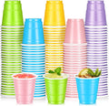 Roshtia 100 Pack 2 oz Plastic Shot Cups - Mini Disposable Party Glasses for Weddings & Events | Light Multicolor