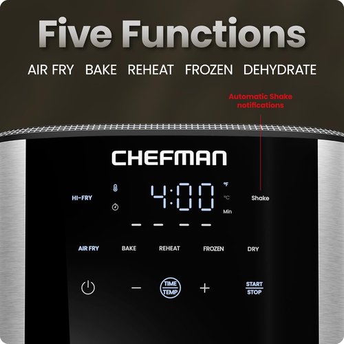 Chefman Air Fryer 6 Qt - TurboFry® 5-in-1 with 450°F Hi-Fry for Crispier Results | XL Nonstick Basket