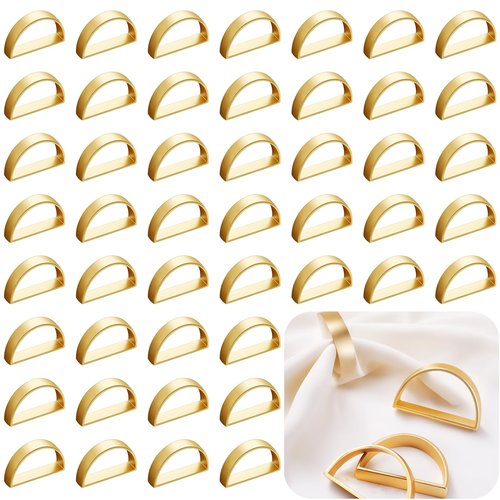 FCDECOR Set of 100 Napkin Rings Metal Gold Semicircle Napkin Ring, Napkin Rings Bulk Dinner Banquet Serviette Decor, Dining Table Setting for Thanksgiving Christmas Halloween Holiday Wedding Party