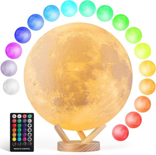 Moon Lamp - 6-Inch Sliding Control Night Light with 16 Colors & Unique Stand | Perfect Gift for Kids & Adults