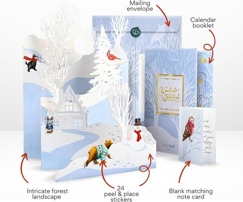 Freshcut Paper 2025 Advent Calendar - Woodland Wonderland 3D Pop-Up Greeting Cards & Notecards