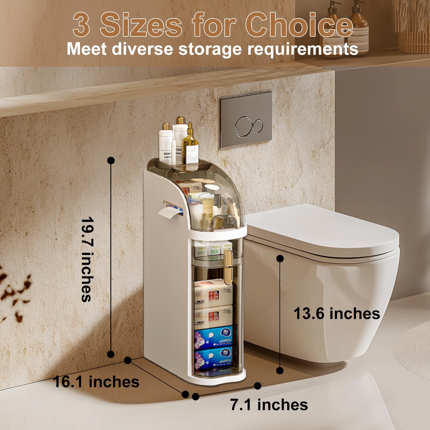 APOAK Slim Bathroom Storage Cabinet, Narrow Rolling Storage Cart with Drawers, Waterproof Bathroom Floor Cabinet, Plastic Storage Organizer for Small Spaces Kitchen Laundry Living Room, 2-Tier