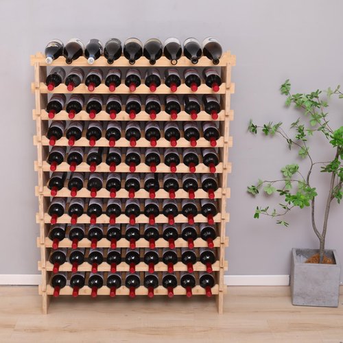 fcxagy Wine Rack Bamboo Wood Stackable Storage Freestanding Wooden Wine Rack Wine Cooler 72 Bottle and 90 Bottle (90 Bottle)