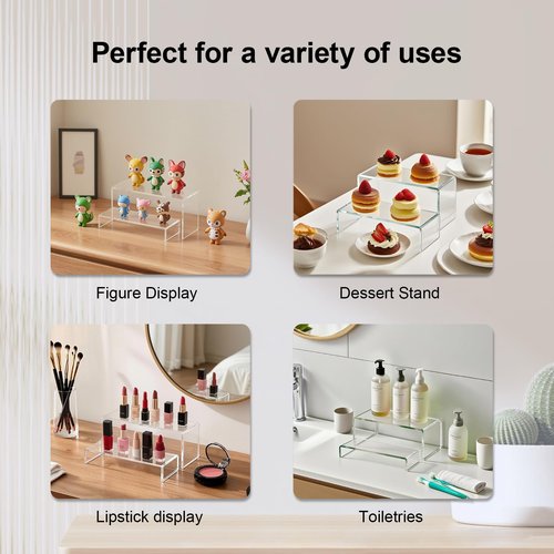 OVNTHYK Acrylic Risers 10 Pcs (2 Sets) – Large Display Risers, Clear Perfume Organizer Stands for Figures, Jewelry, Decorations, Cupcakes & Dessert Table Display