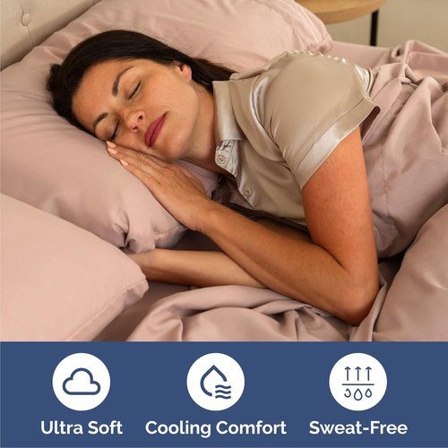 Cal King Size 4-Piece Sheet Set - Ultra-Soft Cooling Bedding for All Ages - Deep Pockets, Wrinkle-Free - Oeko-Tex Certified - Mauve