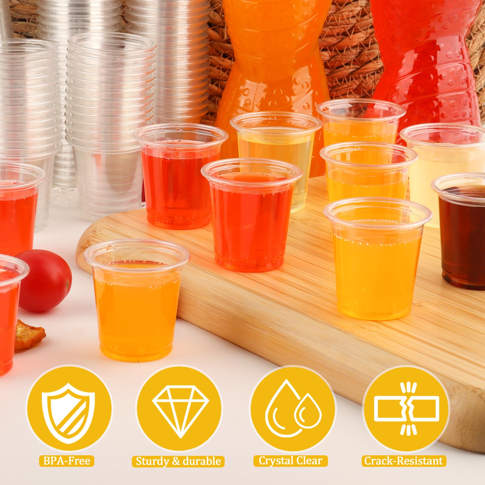 GGOLDMER 600 Pack 2oz Plastic Shot Glasses - Disposable Shot Glasses Mini Shot Cups for Wedding, Holiday, Party, 2 oz Shot Cups for Beer, Vodka, Whiskey, Tequila, Snacks (Clear)