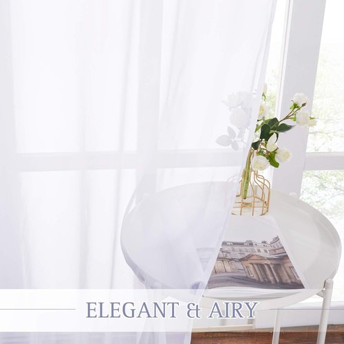 NICETOWN Patio Door Sheer Curtain - Vertical Voile Drape, Extra Wide Curtain Panel Window Treatment for Sliding Glass Door (White, 1 Piece, W100 x L84 inches)