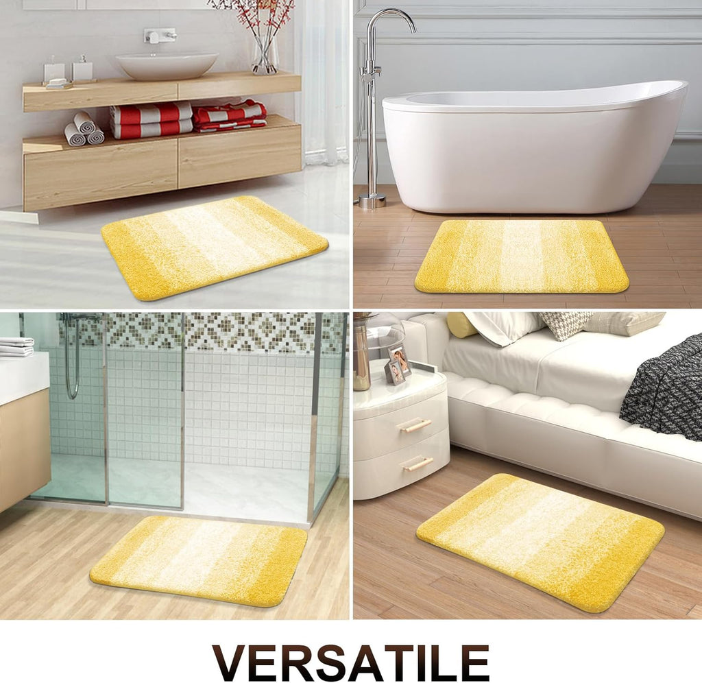 OLANLY Bathroom Rugs - Extra Soft Microfiber Mat 36x24 | Quick Dry, Machine Washable, Rubber Backing, Yellow