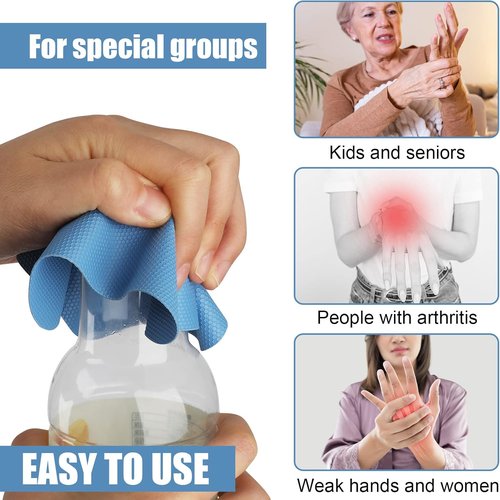 LUTER Multi-Function Silicone Jar Opener - Easy Grip for Seniors with Arthritis | 4-Piece Set in Light Blue & Green