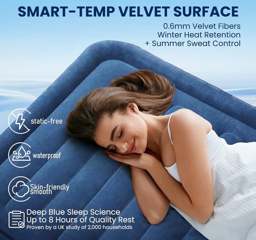 KINGJERRY Twin XL Air Mattress - Built-In Pump, 18" Raised Comfort, Dual-Layer Leakproof, 80" Length