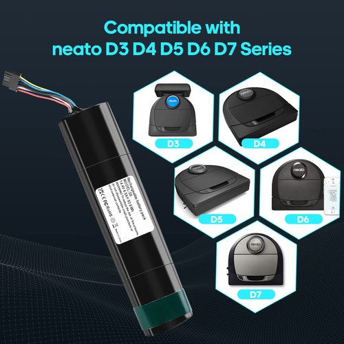 Szxtdzsw 14.4V 6500mAh Replacement for Neato Battery Compatible with Neato D3 D4 D5 D6 D7 Robotic Vacuum Cleaners,Part Number: 945-0225, Black
