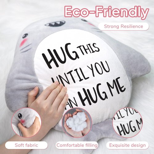 musaecoin Anniversary/Birthday Gifts for Her/Him/Girlfriend/Boyfriend, Long Remote Distance Relationship Gifts- Novelty Cute Shark Pillow- I Love Miss You Gift for Her/Him, 15”×15”