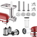 Meat Grinder & Cheese Grater Kitchen Aid Attachment, Slicer Shredder & Meat Grinder with Sausage Stuffer, 2 Pcs for Kitchen Aid Accessories and Attachments