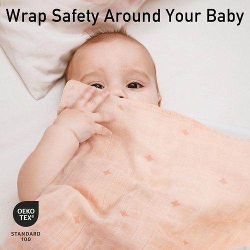 GLLQUEN Baby Receiving Blanket - Soft Cotton Muslin Swaddle Blankets for Newborns | 6 Pack (Sun)