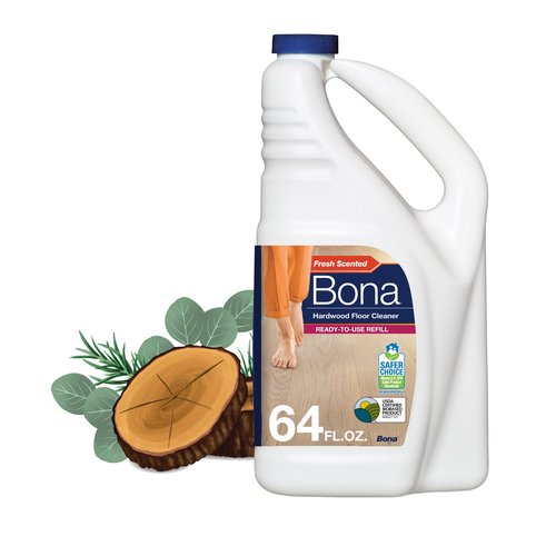 Bona Hardwood Floor Cleaner Refill - 64 fl oz - Cedar Wood - Refill Spray Mops and Spray Bottles - Residue-Free Floor Cleaning Solution for Hardwood Floors