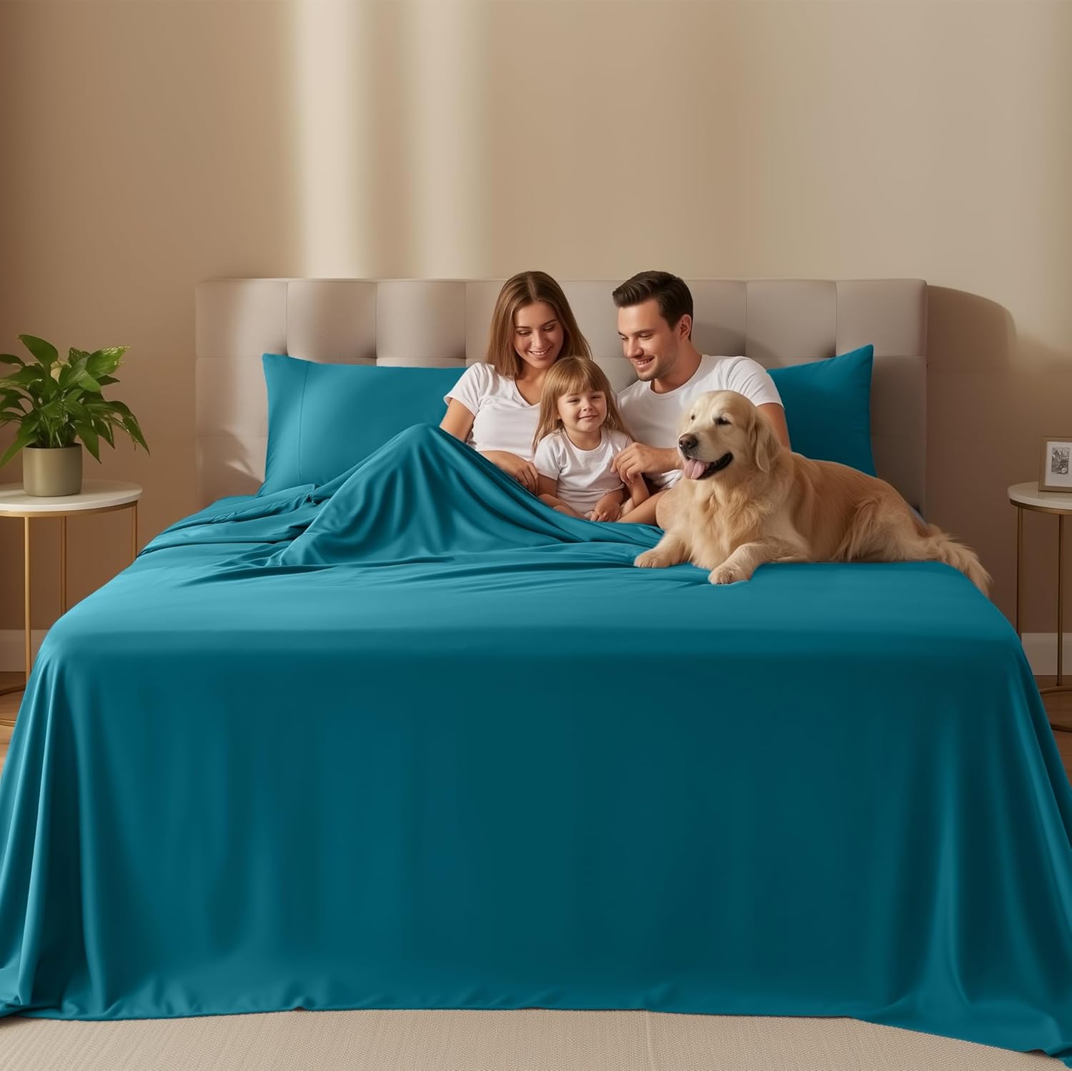 Utopia Bedding Queen Size Sheet Set - Soft, Breathable Microfiber, 4-Piece in Denim Blue | Oeko Tex Certified