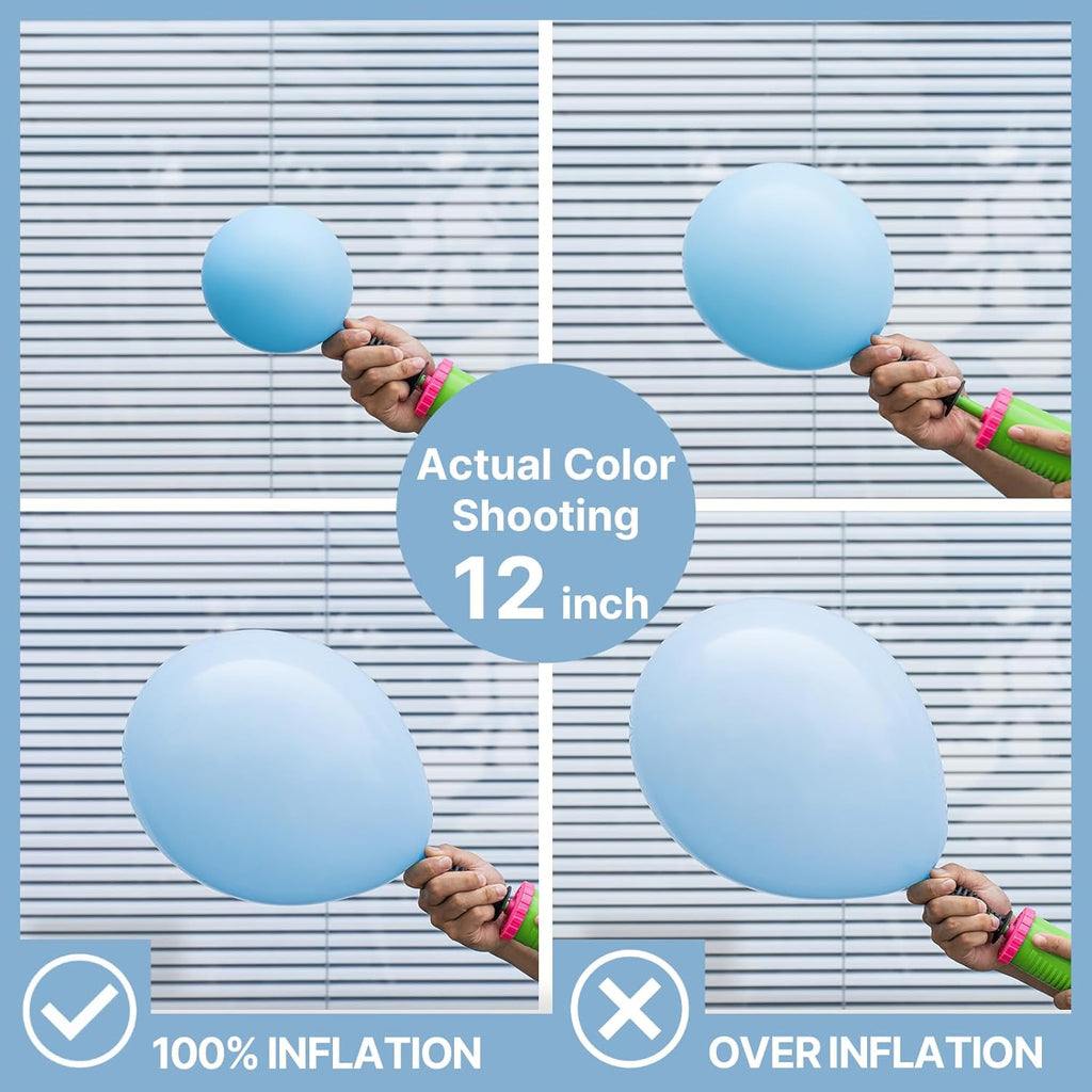 PartyWoo Light Blue Balloons - 140-Piece Pastel Balloon Arch Kit for Graduation & Baby Showers | 5-18 Inch Sizes