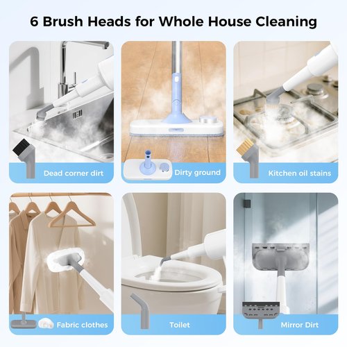 10 in 1 Floor Steamer with Detachable Handheld Steam Cleaner Perfect for Hardwood Floors, Clothes, Windows, Tiles, Furniture, Carpet, Whole Home Use,Steam Mop for Floor Cleaning