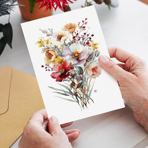 Naixiwen 24 Floral Blank Cards and Envelopes, 4x6 Wildflower Blank Note Cards for All Occasions - Sympathy Thank You Condolences Funeral Thinking of You Mother's Day Wedding Graduation, Etc