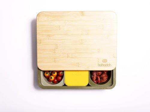 Babadoh Pizza Dough Trays & Bamboo Board Set – Includes 2 Olive Green Durable, Stackable Trays & 1 Bamboo Board – Versatile Storage & Serving Solution for Pizza Lovers – Home & Outdoor Adventures