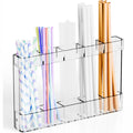 Yieach Acrylic Straw Holder for Cabinet Door- with Adhesive,No Damage Installation - 9.4 Inch Water Bottle,Cup,Drinking and Tumbler Reusable Straw Organizer Storage for Cupboard Door,Clear,Pack of 1