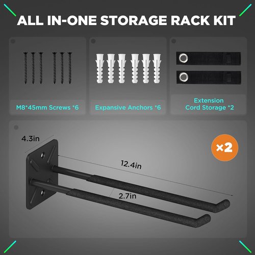 **Heavy Duty Garage Hooks by [Brand Name] - 12.4 Inch Wall Mount Hangers | Max Load 200 lbs for Ladders & Tools**
