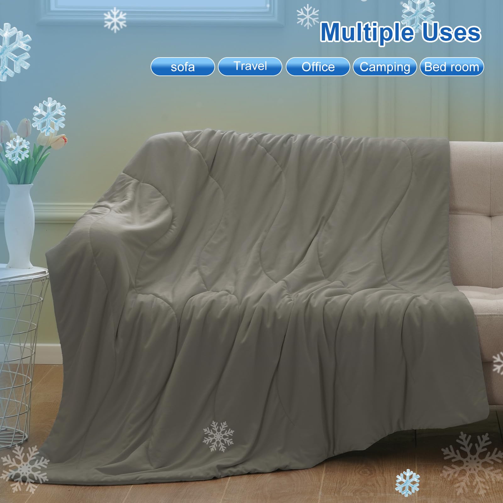 PHF Soft Cooling Blanket King Size for Hot Sleepers and Night Sweats,Cozy Breathable Blanket, Q-MAX>0.45 Absorb Body Heat & Dual-Sided Cool Design, Ideal Gift, Charcoal, 108"x90"