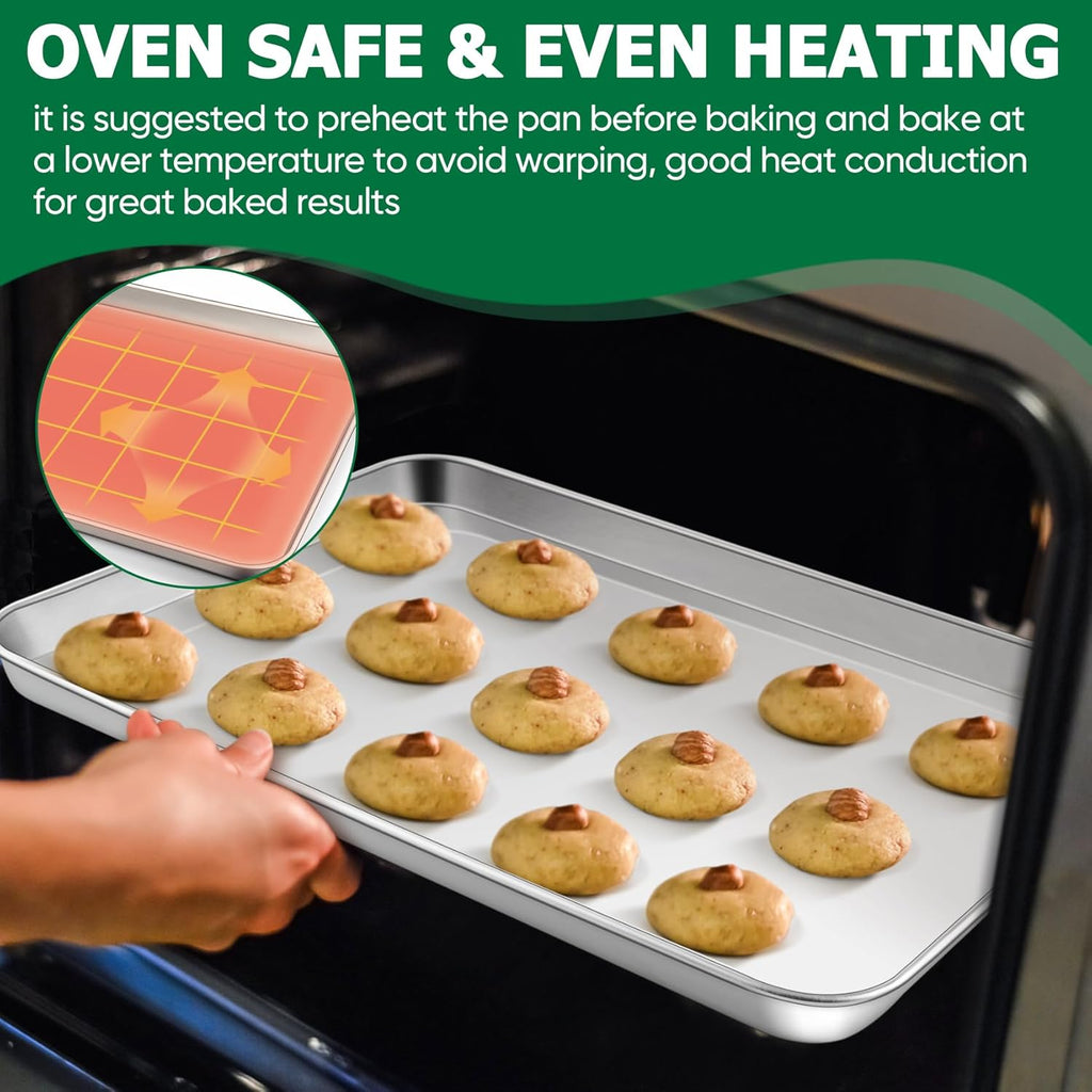 TeamFar Stainless Steel Baking Sheet Set - 9-Piece with Racks & Silicone Mats for Easy Oven Baking
