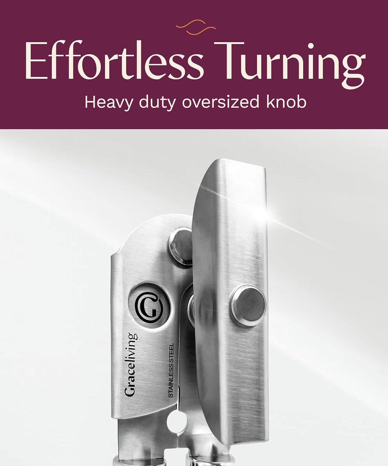 Skiennix Premium Multifunction Magnetic Can Opener - Heavy Duty Stainless Steel with Easy Turn Knob, Mauve