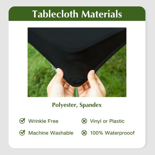 mylacerhome 2 Pack Square Fitted Tablecloth 34X34 Inch Stretch Spandex Card Table Cover Black Washable Cloth Elastic Table Topper for Indoor and Outdoor
