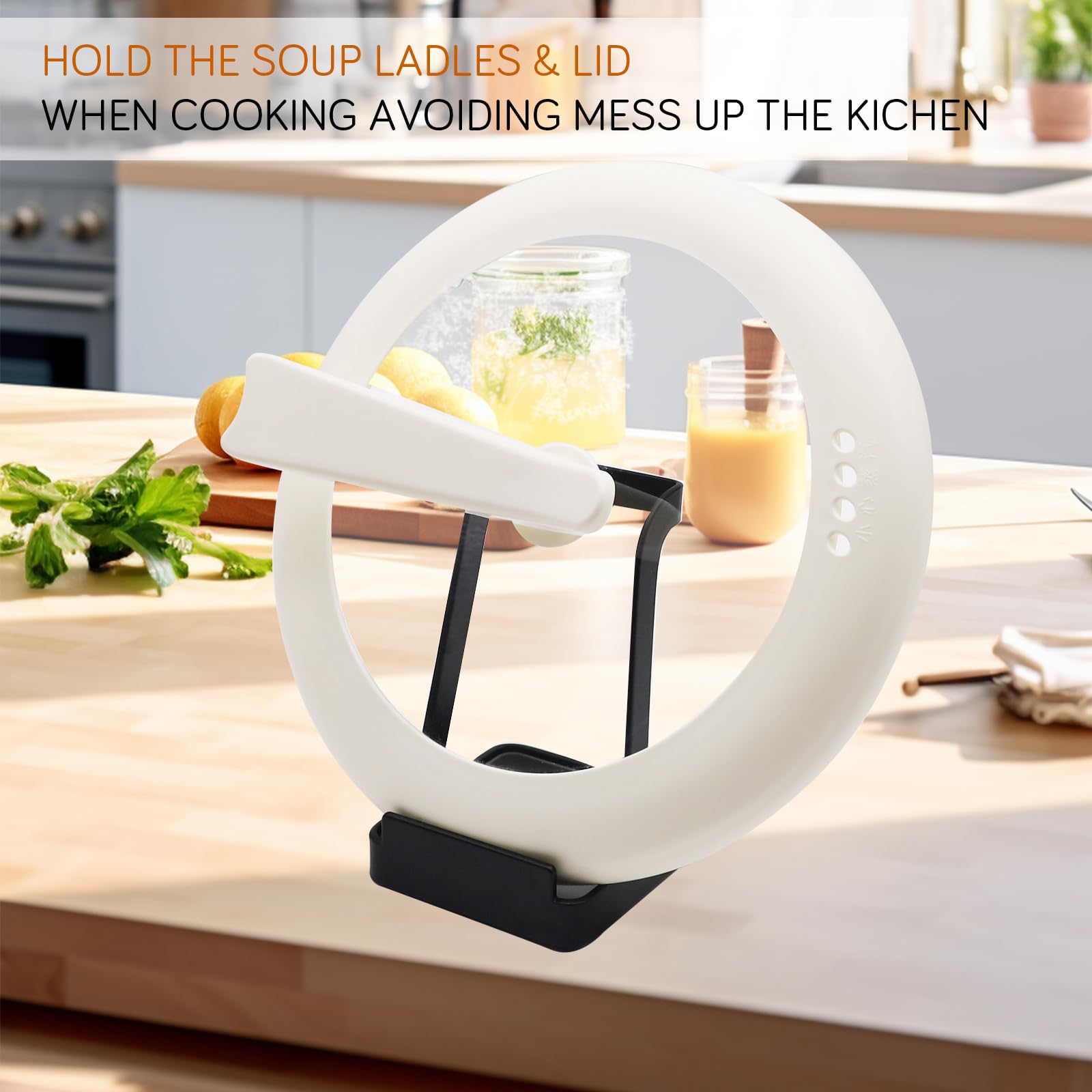 vocheer Pot Lid Holder, Stainless Steel Kitchen Organizer Rack Spoon Rest Rack Holder-Lid Stand for Utensils in Kitchen, Black
