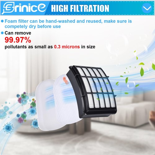 Erinice Filter Brush Roller Kit for Shark Navigator Lift Away Vacuum NV350 NV351 NV352 NV355 NV356 NV356E NV357 NV358 NV360 UV440 Replacement Parts, 1 HEPA Filter + 2 Foam & Felt Filter + Brush Roller
