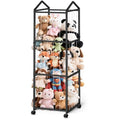 NomNest Stuffed Animal Storage Plushies Storage, Toy Storage Organizer Giant Stuffed Animal Zoo Holder, Sturdy Metal Toy Shelf Teddy Bear Storage Bedroom Organization ( Wheeled, Black)